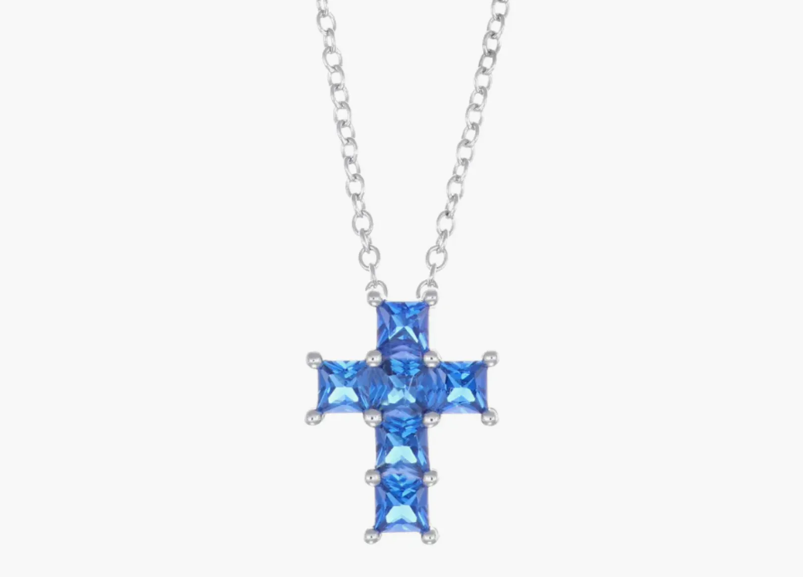 collana_croce_di_zirconi__0.webp Fashion Collana Croce di Zirconi Blu Gioielli | CLPCQBBL Donna Gioielli Moda Donna