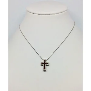 Clearance Collana Croce In Oro Diamanti E Rubini Gioielli e Delucchi | CLN010375 RB2 Donna Gioielli Donna