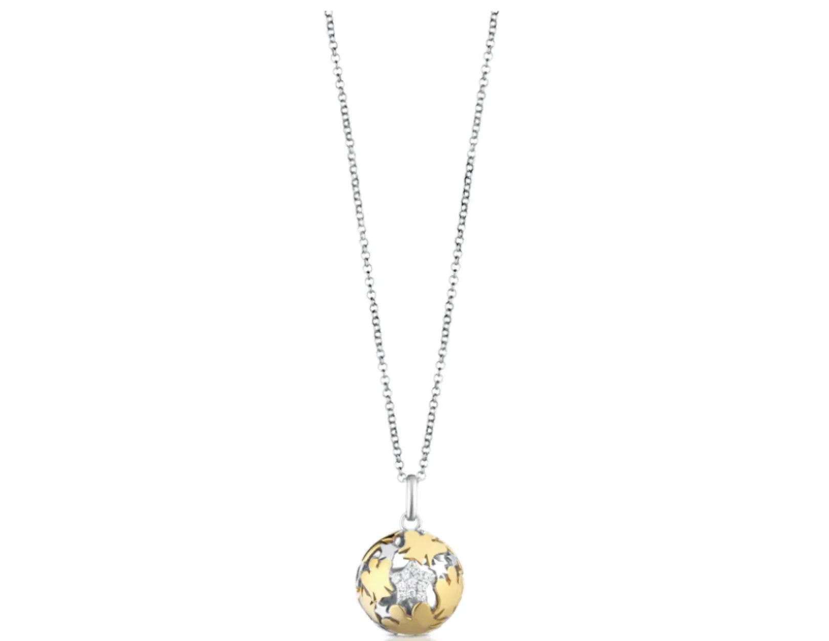 collana_donna_chiama_ange_0-5.webp Discount Collana Donna Chiama Angeli In Argento Bianco E Giallo Con Stella E Zirconi | SFA143 Donna Gioielli Moda Donna