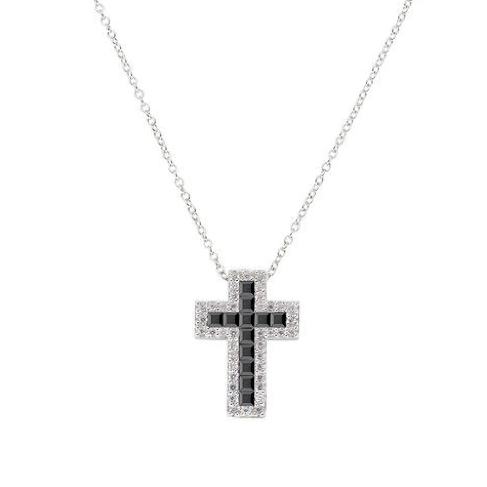 collana_donna_doppia_croc_0-1.webp Best Collana Donna Doppia Croce Con Zirconi Bianchi E Neri Gioielli | CLCRREBBNZ1 Donna Gioielli Moda Donna