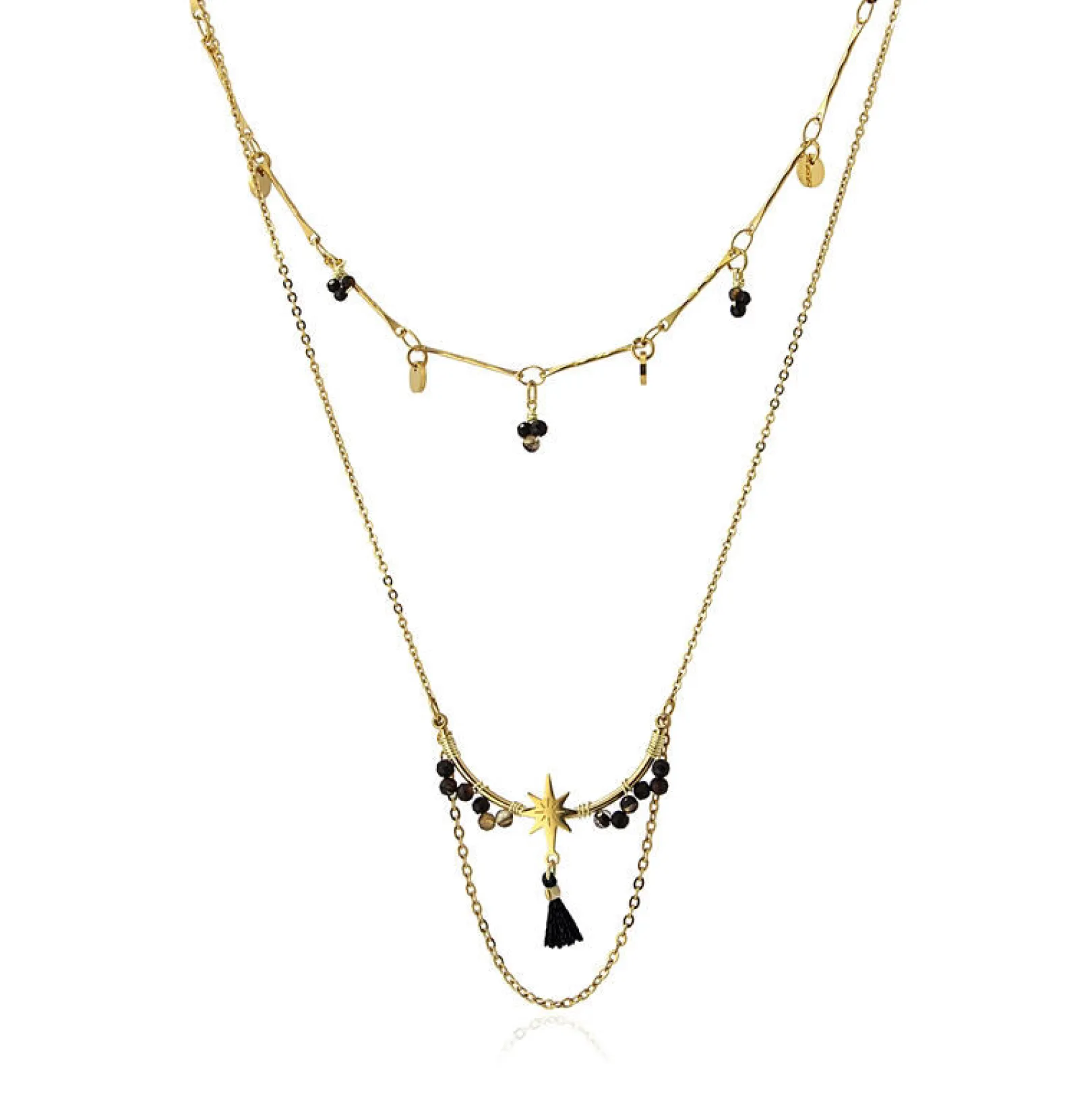 collana_donna_in_acciaio__0-21.webp Outlet Collana Donna In Acciaio A Doppio Filo Gioielli | COA961N Donna Gioielli Moda Donna