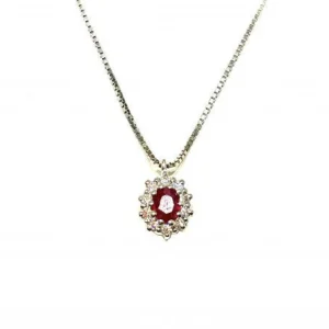 Clearance Collana Donna In Oro Brillanti E Rubino Gioielli E Delucchi | CLN009399 RB Donna Gioielli Donna