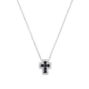 Clearance Collana Donna Mini Croce Con Zirconi Bianchi E Neri Gioielli | CLCRREBBNZ3 Donna Gioielli Moda Donna