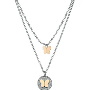 Fashion Collana Donna Objects Glitter Coin Con Ciondolo Farfalla | CL-601 Donna Gioielli Moda Donna