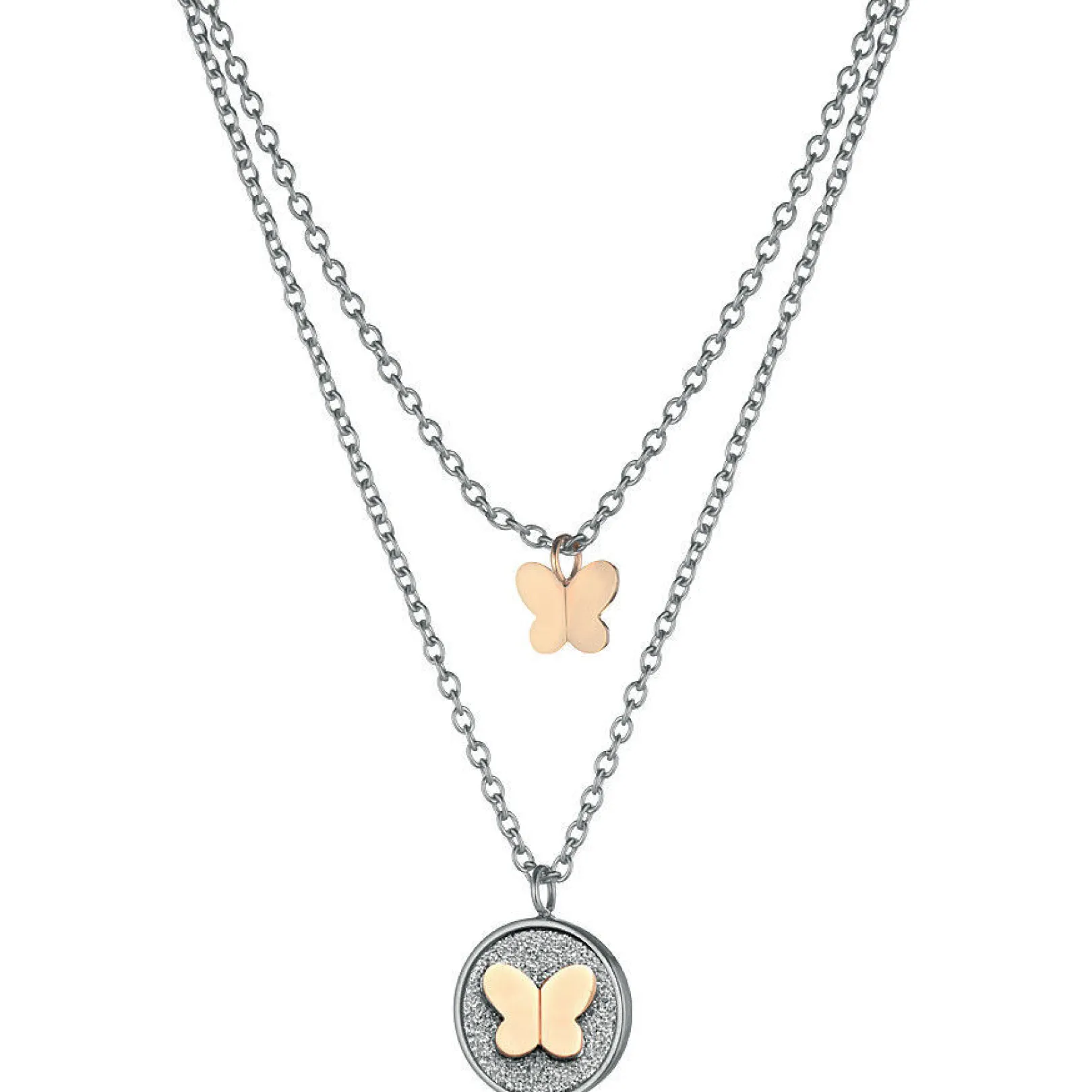 collana_donna_ops_objects_0-3.webp Fashion Collana Donna Objects Glitter Coin Con Ciondolo Farfalla | CL-601 Donna Gioielli Moda Donna