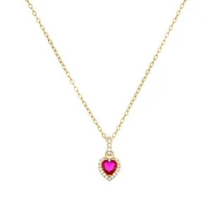 Clearance Collana Dorata Cuore Rubino | CLTICSGRZ Donna Gioielli Moda Donna