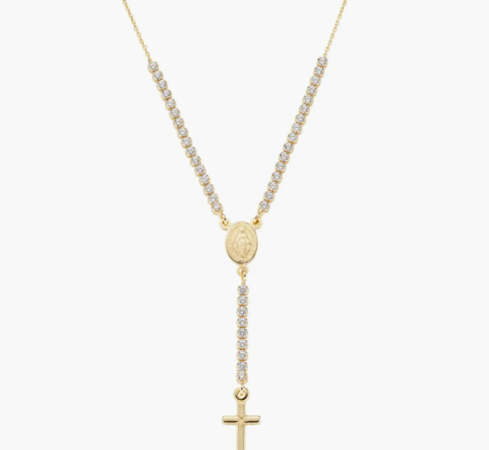 collana_dorata_stile_rosa_0.webp New Collana Dorata Stile Rosario con Tennis Bianco | CLCRMIGBZ4 Donna Gioielli Moda Donna