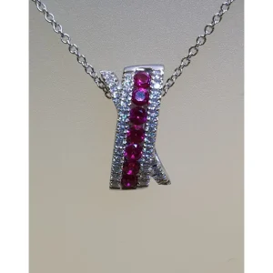 Online Collana Recarlo Decò in Oro Biaco con Diamanti e Rubini P10FM001/RB Donna Gioielli Donna