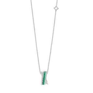 Outlet Collana Decò in Oro Biaco con Diamanti e Smeraldi |  P10FM001/SM Donna Gioielli Donna