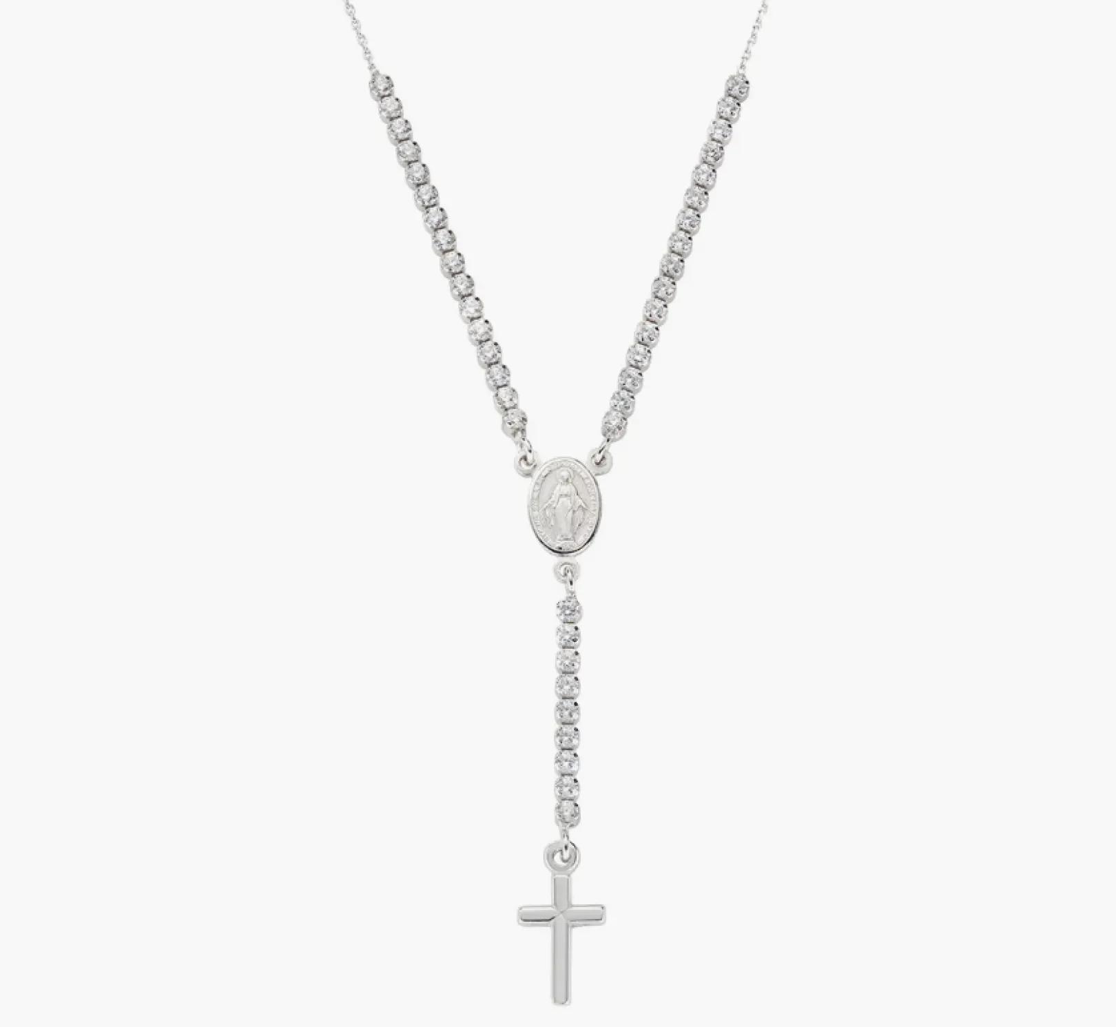 collana_stile_rosario_con_0.webp Discount Collana Stile Rosario con Tennis Bianco | CLCRMIBBZ4 Donna Gioielli Moda Donna
