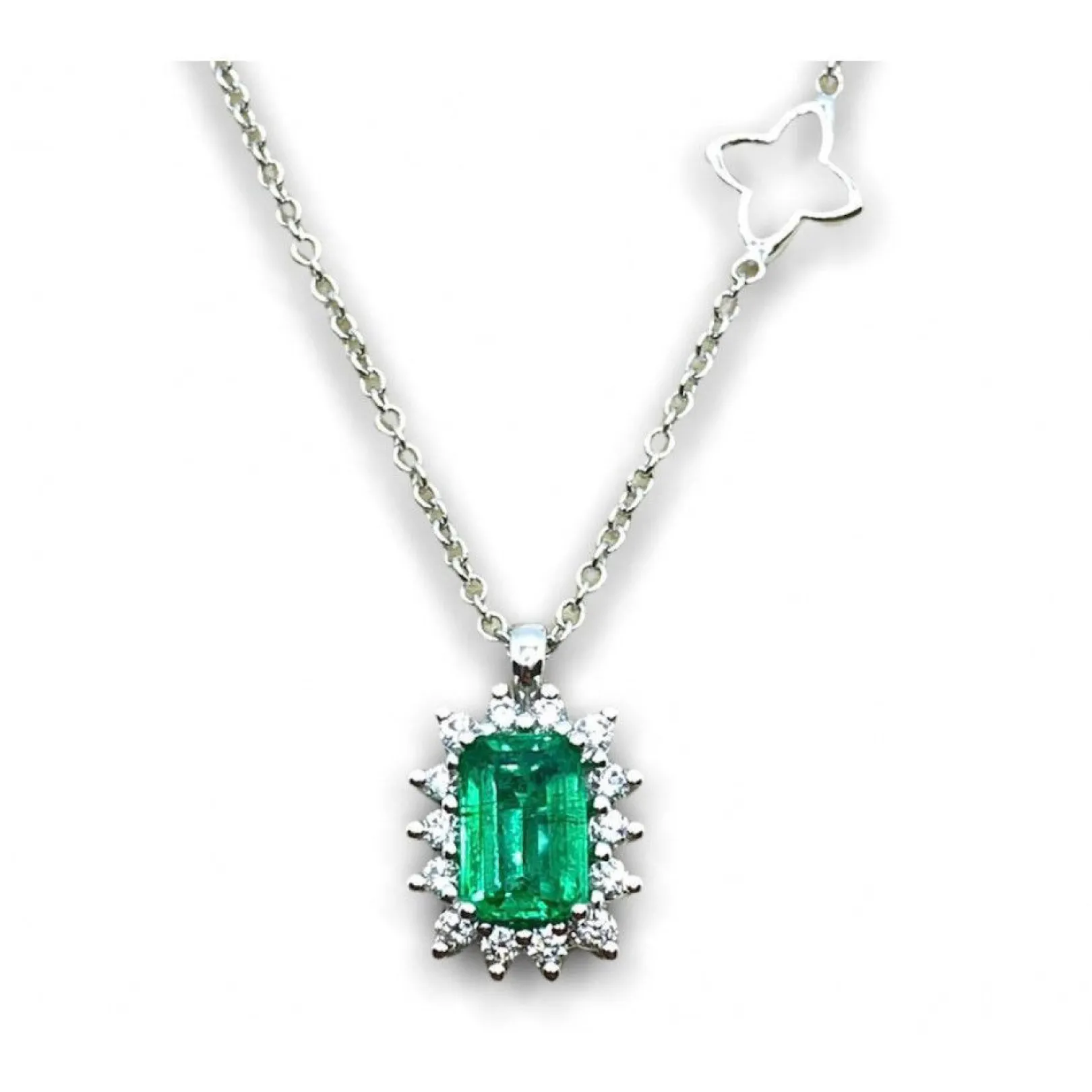 girocollo_donna_smeraldo__0-2.webp Online Girocollo Donna Smeraldo E Diamanti Gioielli | P03CC167/SM035-45 Donna Gioielli Donna