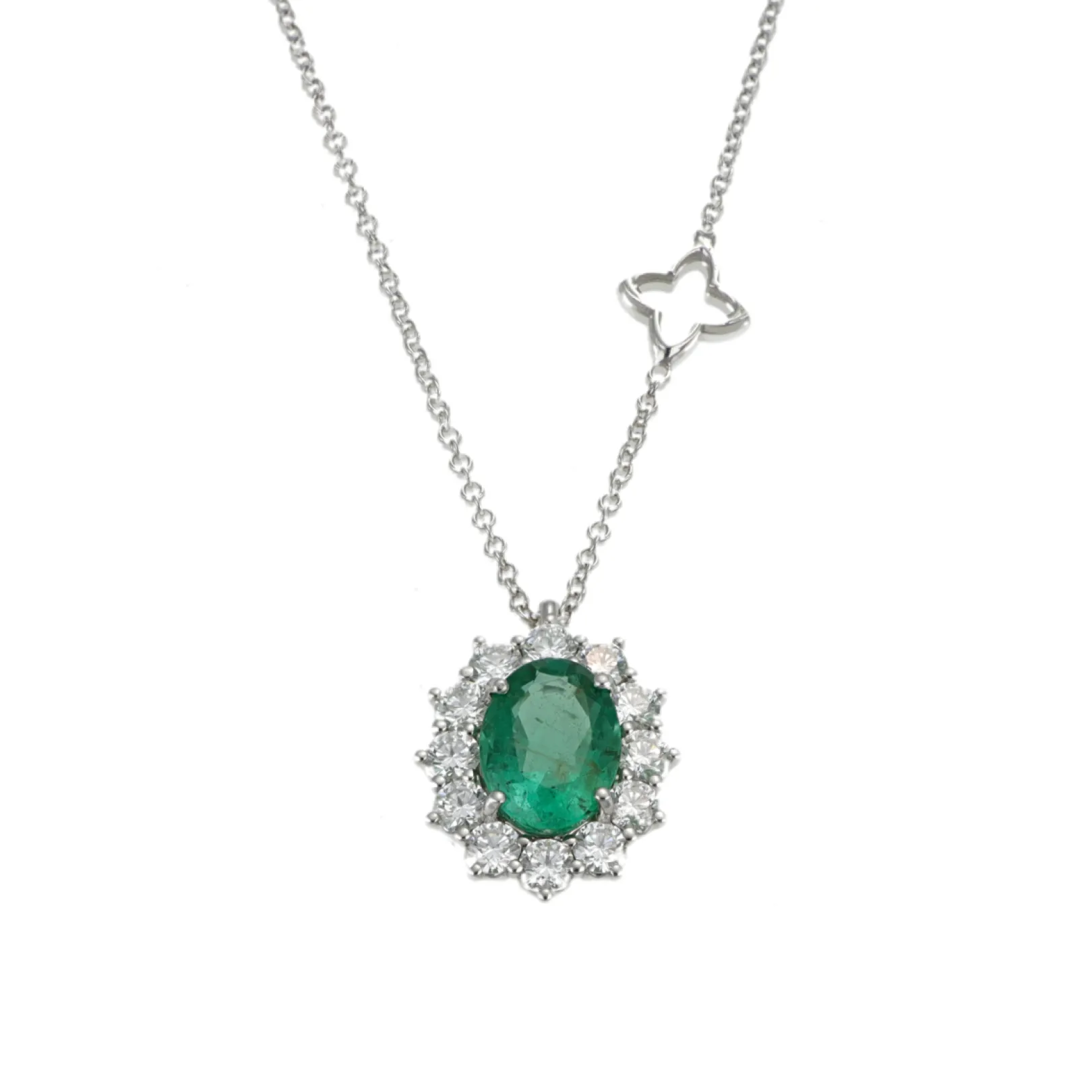 girocollo_donna_smeraldo__0-4.webp Hot Girocollo Donna Smeraldo E Diamanti Gioielli | P79CC001/SM020-45 Donna Gioielli Donna