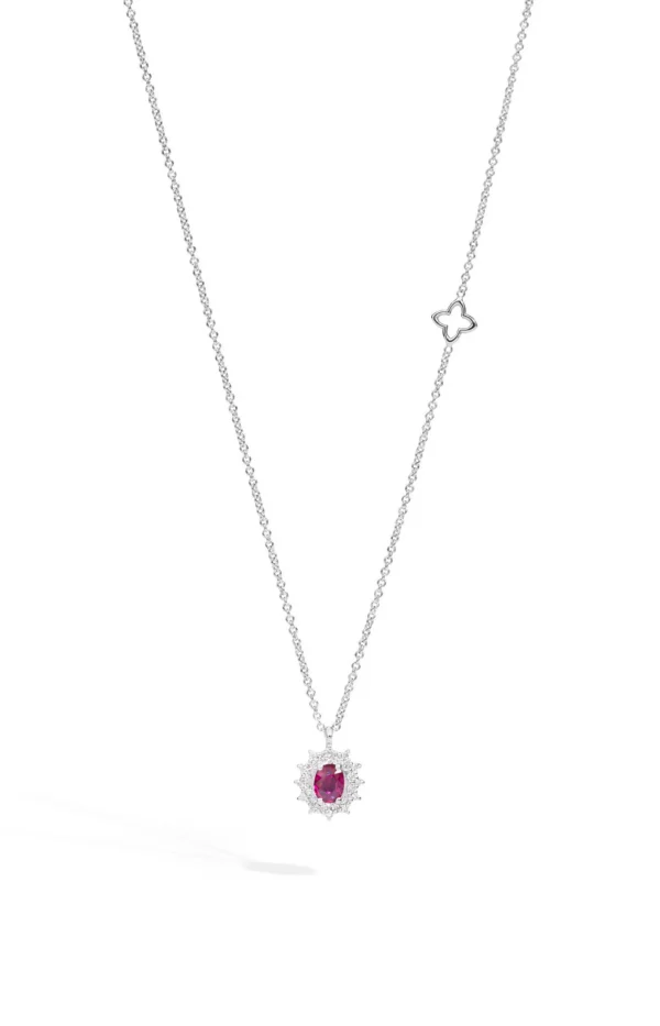 Outlet Girocollo In Oro Bianco Diamanti E Rubino Gioielli Camelia | P77CC001/RB-45 Donna Gioielli Donna