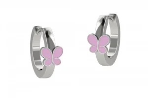 Best Orecchini A Cerchio Con Farfalla Rosa Nanan | NAN0156 Gioielli Moda Bimbi