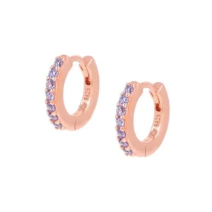 Discount Orecchini Cerchio Zirconi Lilla Gioielli |  ET1RLI Donna Gioielli Moda Donna