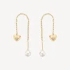 Outlet Orecchini Chakra Saliscendi Cuore Con Perla Finitura Oro Gioielli | BHKE187 Donna Gioielli Moda Donna