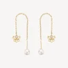 Sale Orecchini Chakra Saliscendi Fiore Di Loto Con Perla Finitura Oro Gioielli | BHKE189 Donna Gioielli Moda Donna
