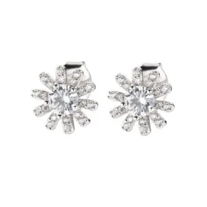 Fashion Orecchini Diamonds Fiori Zirconi Bianchi Gioielli |  EFIBBZ3 Donna Gioielli Moda Donna