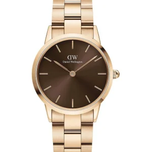 Outlet Orologio Wellington Iconic Link Amber 36 Rose Gold Brown | DW00100461 Donna Orologi Donna | Orologi Uomo
