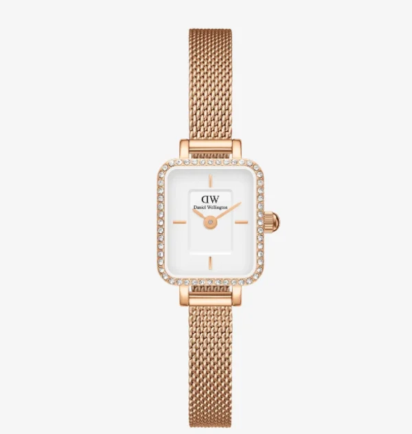 Outlet Orologio Donna Wellington Quadro Mini Lumine Bezel Rose Gold | DW00100731 Donna Orologi Donna